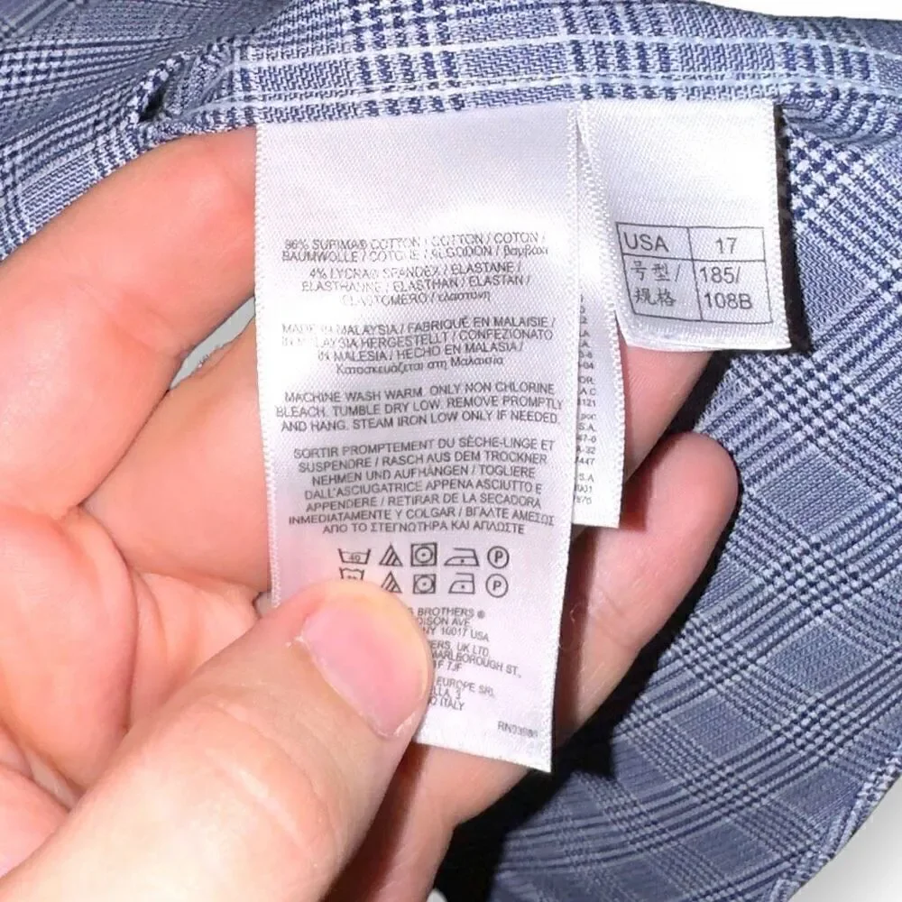 Brooks Brothers Navy Non-Iron Dress Shirt XL 17 33